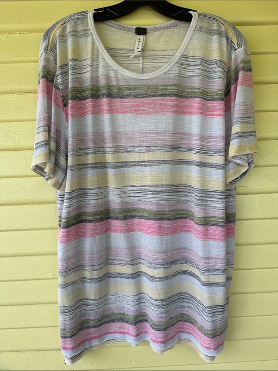 We The Free Tops - We The Free Short Sleeve Striped Tee in Pink, Yellow, Green, Gray, White